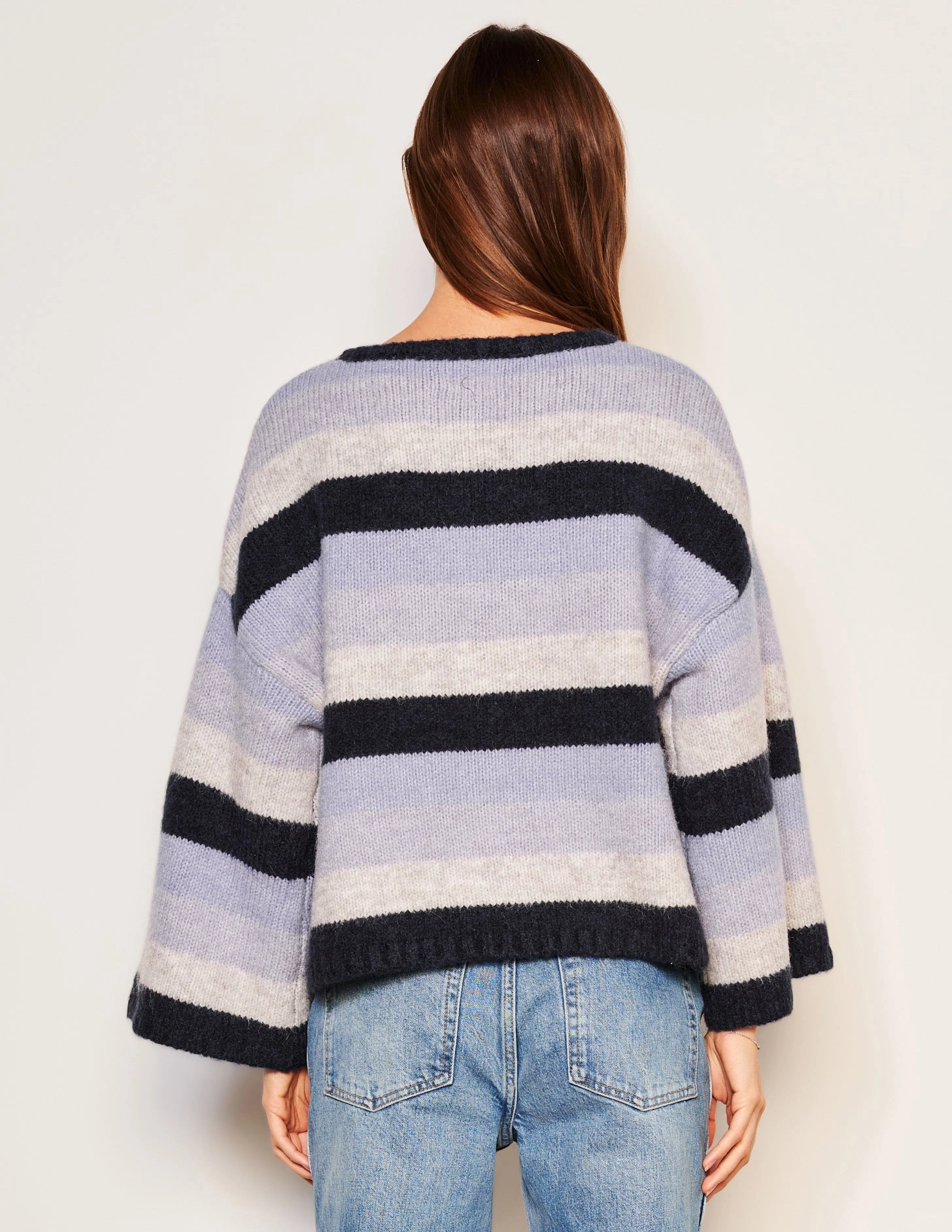 Sundry Cropped Stripe Sweater in Lilac Smoke