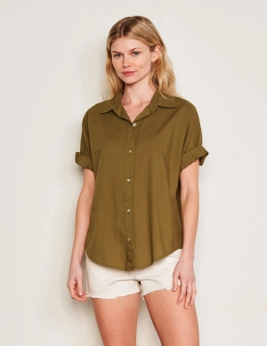 Sundry Roll Short Sleeve Shirt in Olive