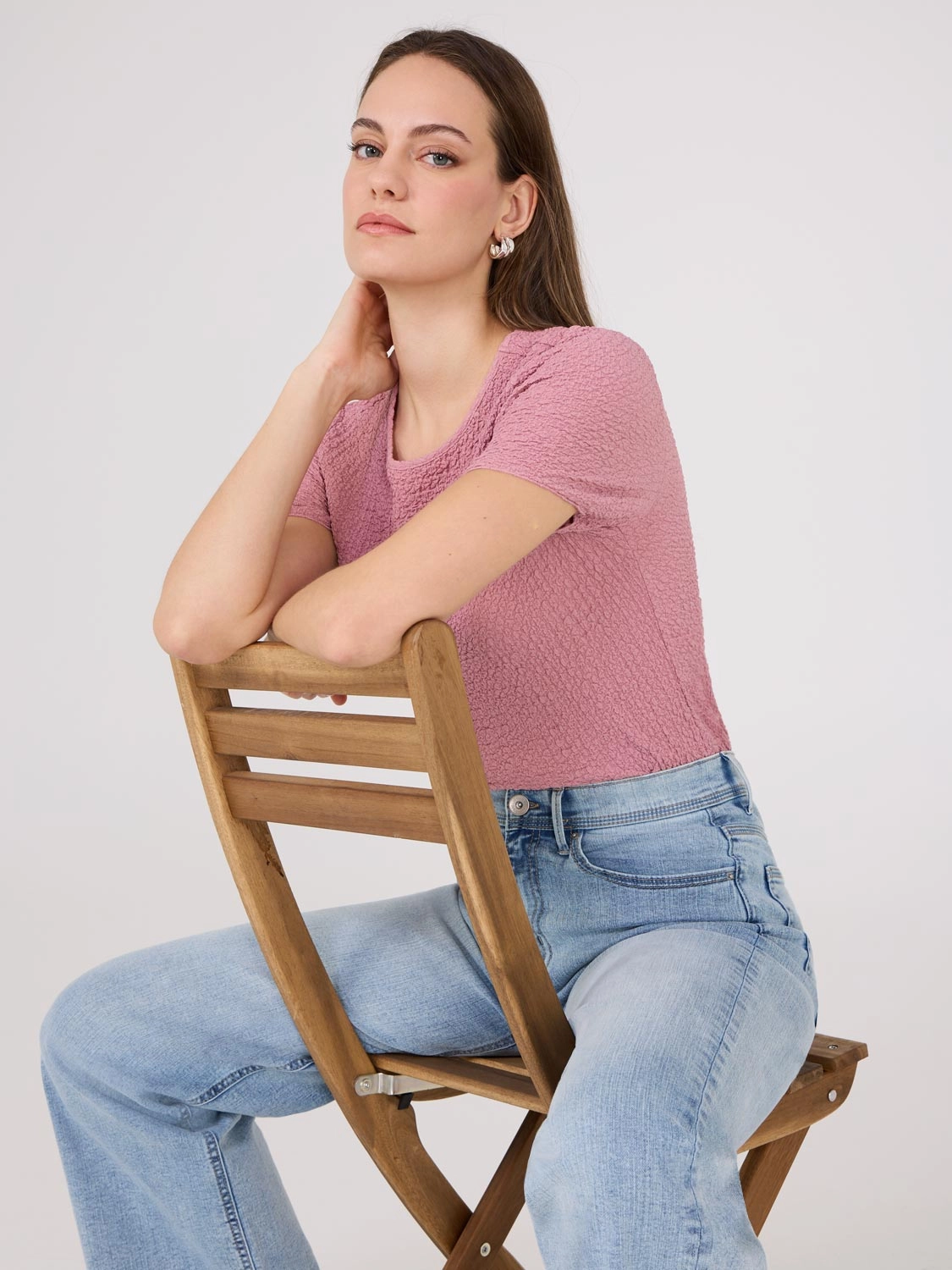 Textured Crew Neck T-Shirt