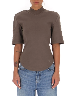 The Attico V-Neck Short-Sleeve T-Shirt