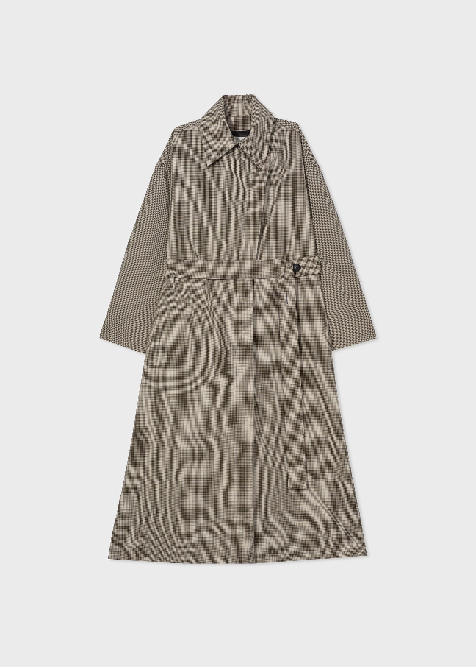 Trench Coat in Check Suiting - Navy Multi