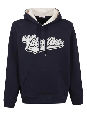 Valentino Logo Embroidered Drawstring Hoodie