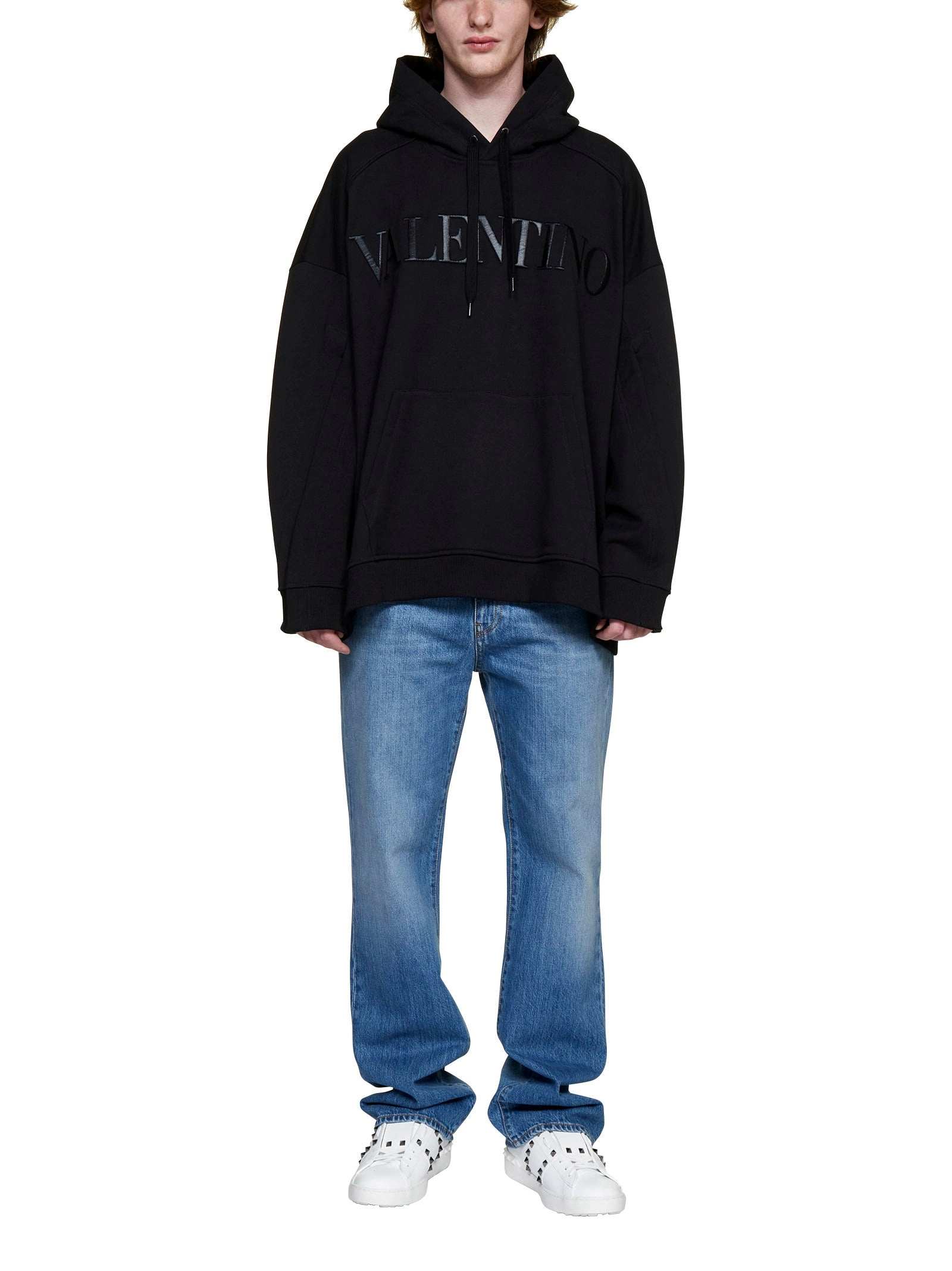 Valentino VLTN Logo Detailed Drawstring Hoodie