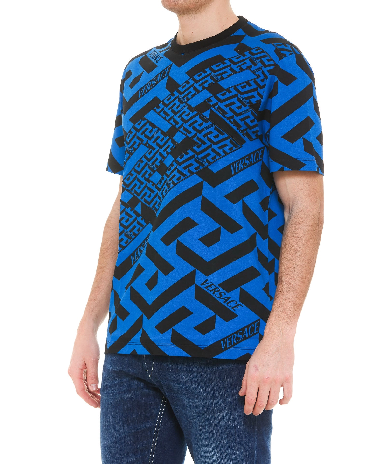 Versace La Greca Printed Crewneck T-Shirt