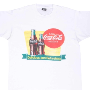 VINTAGE COCA COLA COMPANY WHITE TEE SHIRT 1980S LARGE