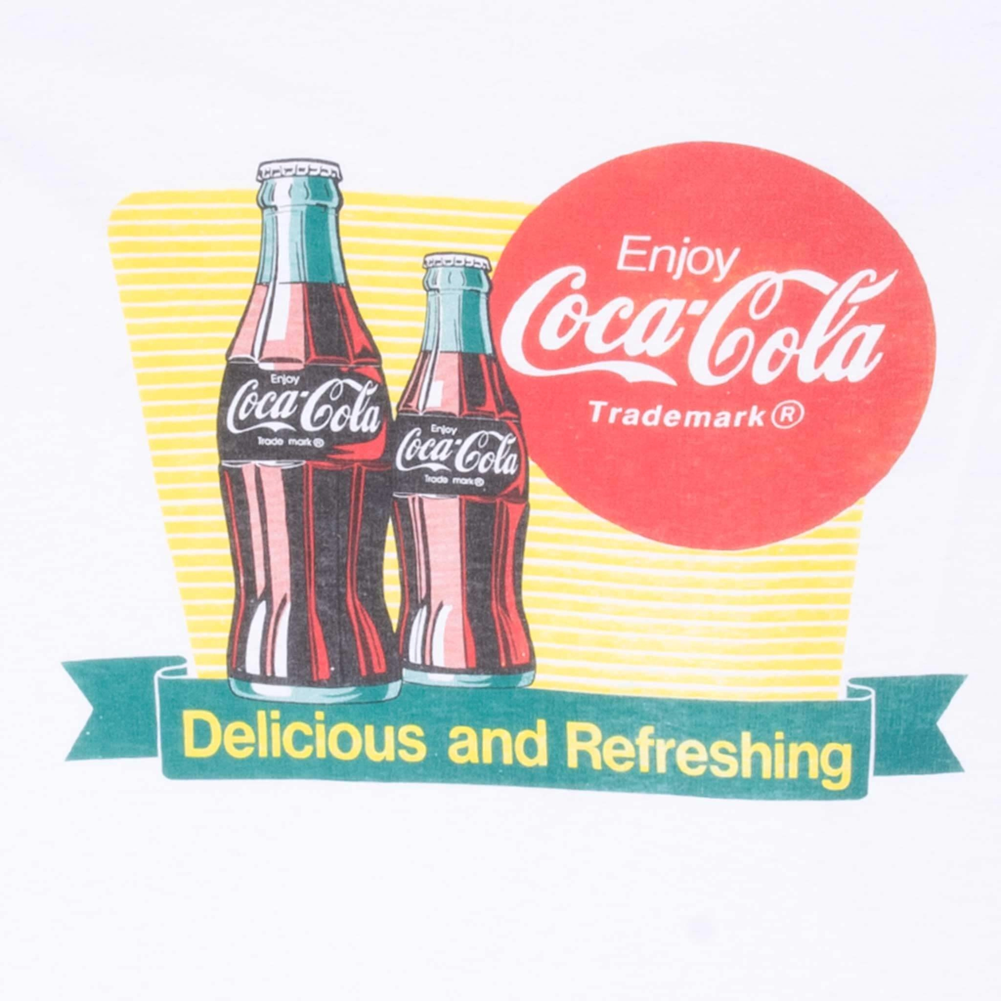 VINTAGE COCA COLA COMPANY WHITE TEE SHIRT 1980S LARGE