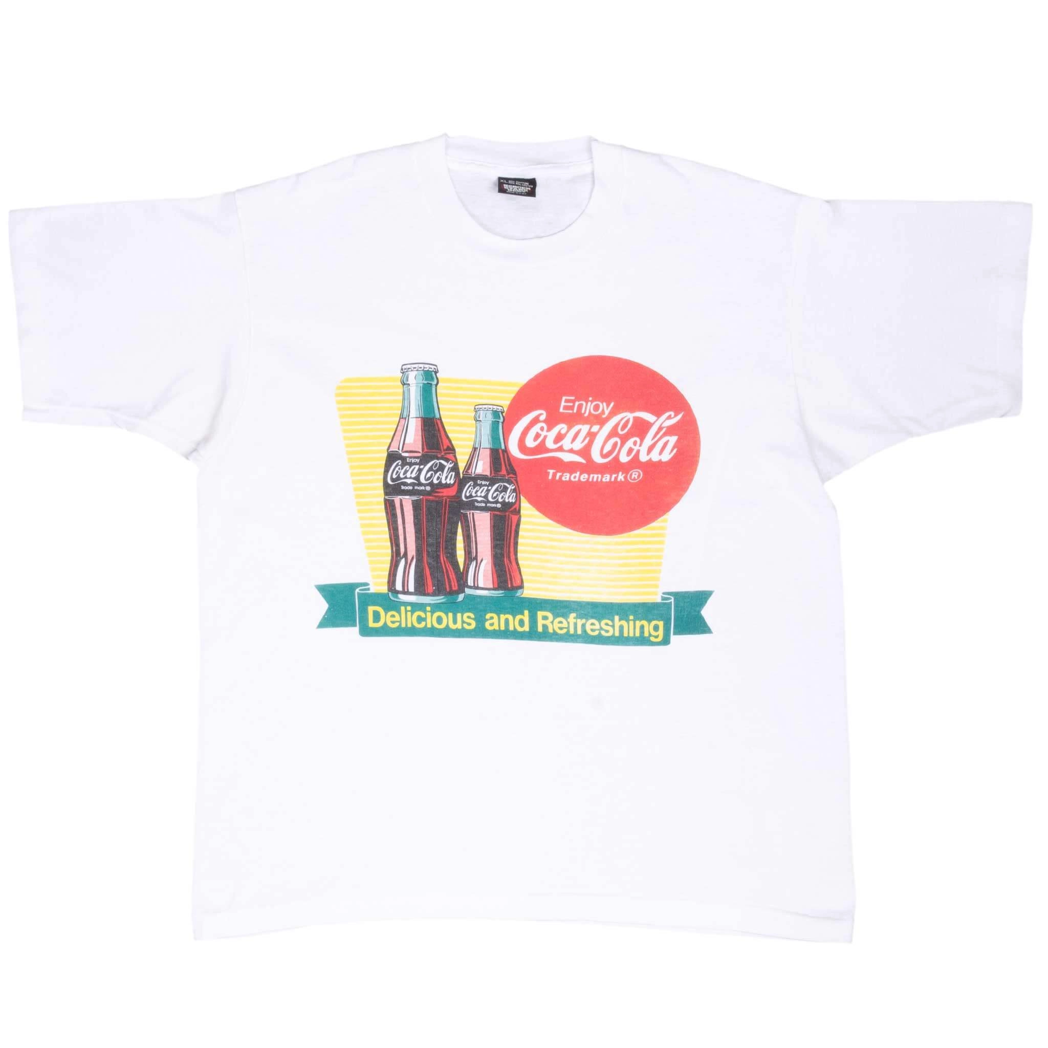 VINTAGE COCA COLA COMPANY WHITE TEE SHIRT 1980S LARGE