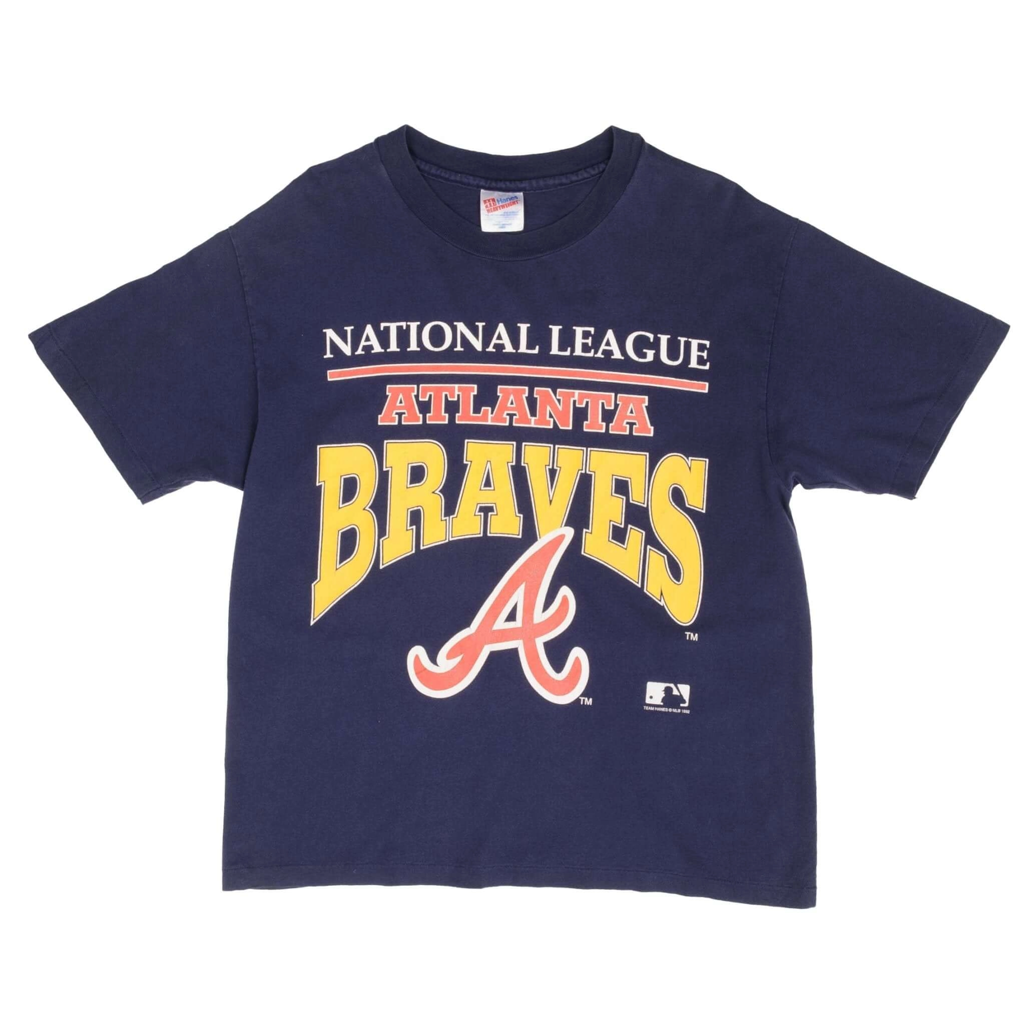 VINTAGE MLB ATLANTA BRAVES 1992 TEE SHIRT SIZE LARGE MADE IN USA