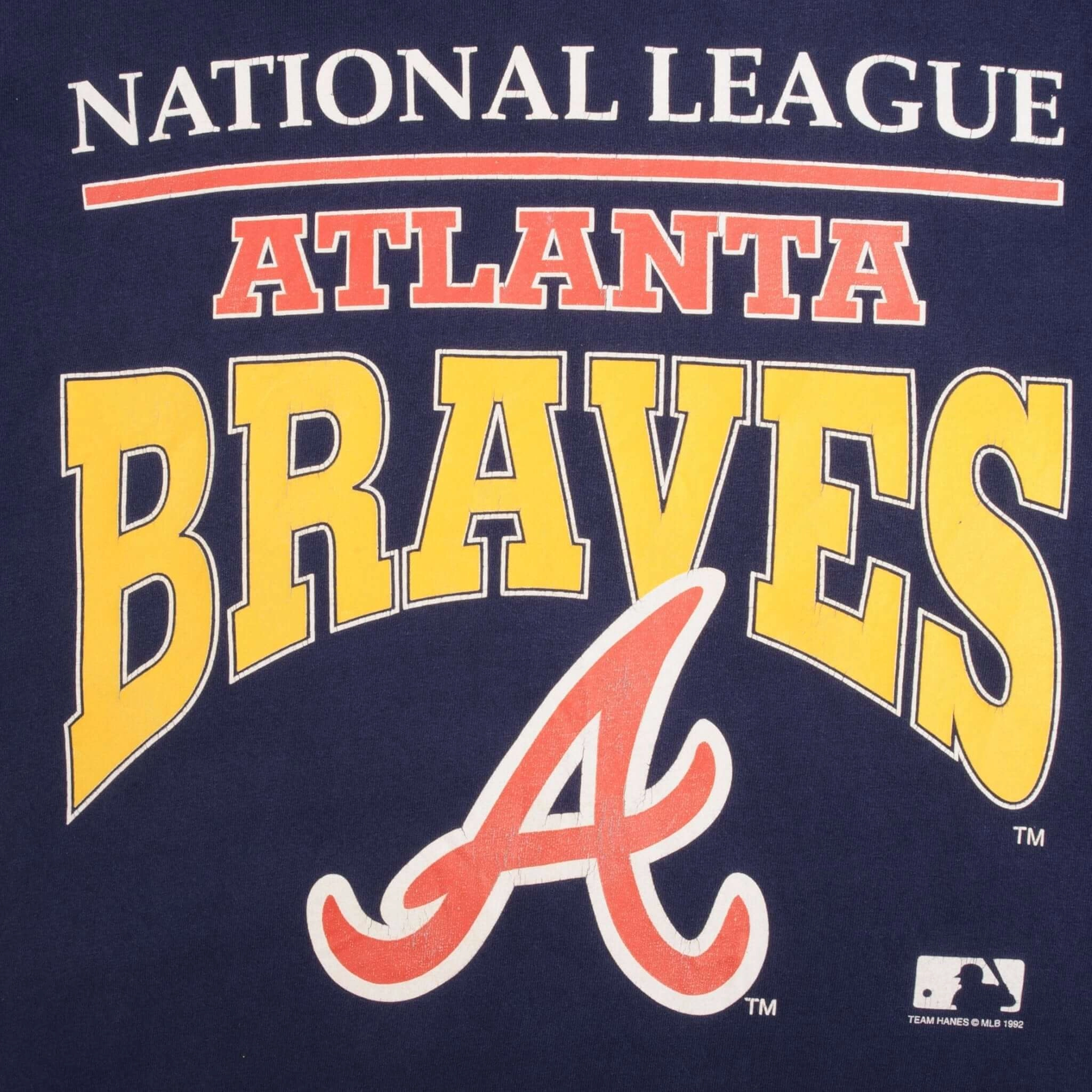 VINTAGE MLB ATLANTA BRAVES 1992 TEE SHIRT SIZE LARGE MADE IN USA