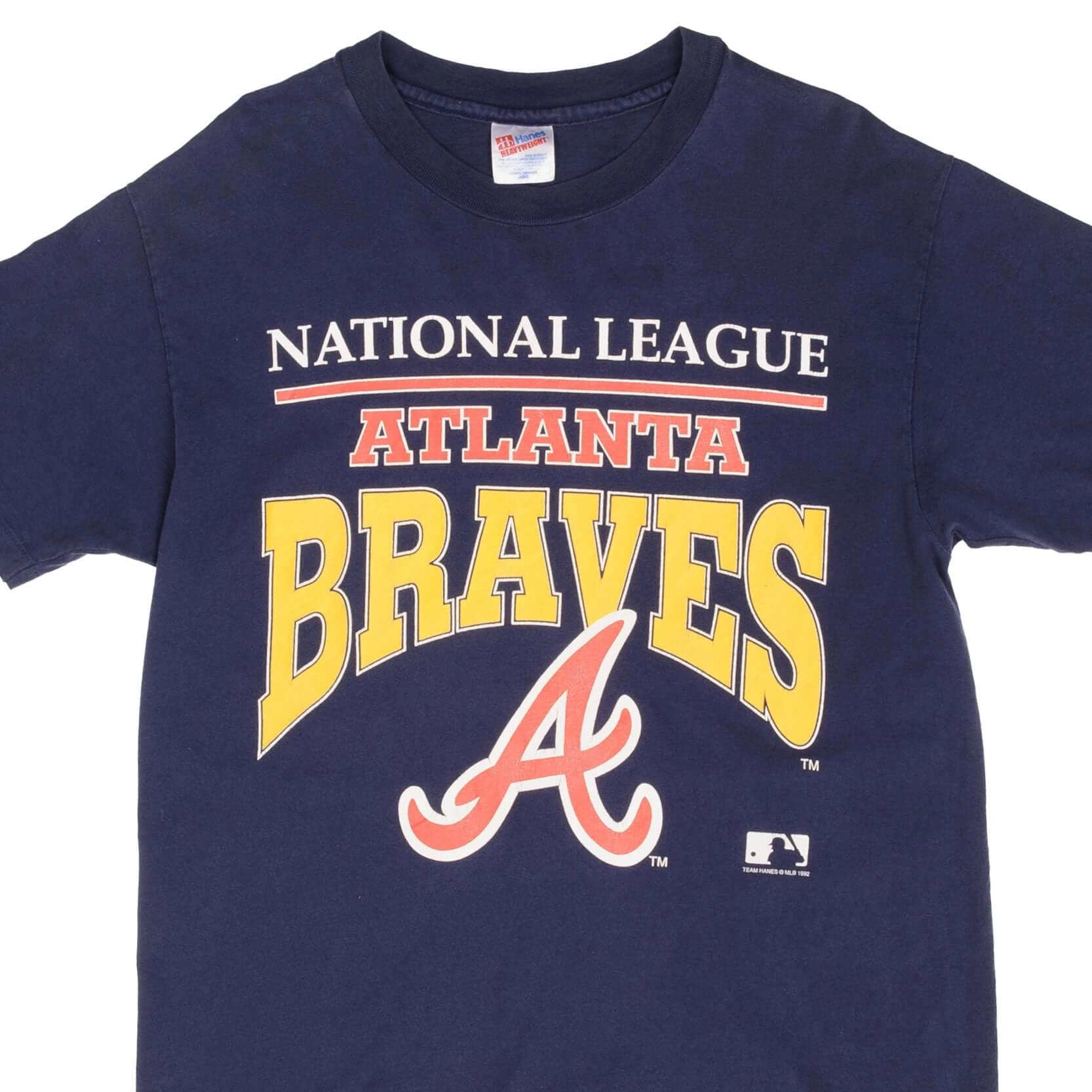 VINTAGE MLB ATLANTA BRAVES 1992 TEE SHIRT SIZE LARGE MADE IN USA