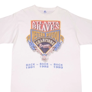 VINTAGE MLB ATLANTA BRAVES WESTERN DIV CHAMPIONS 1993 TEE SHIRT XL MADE IN USA
