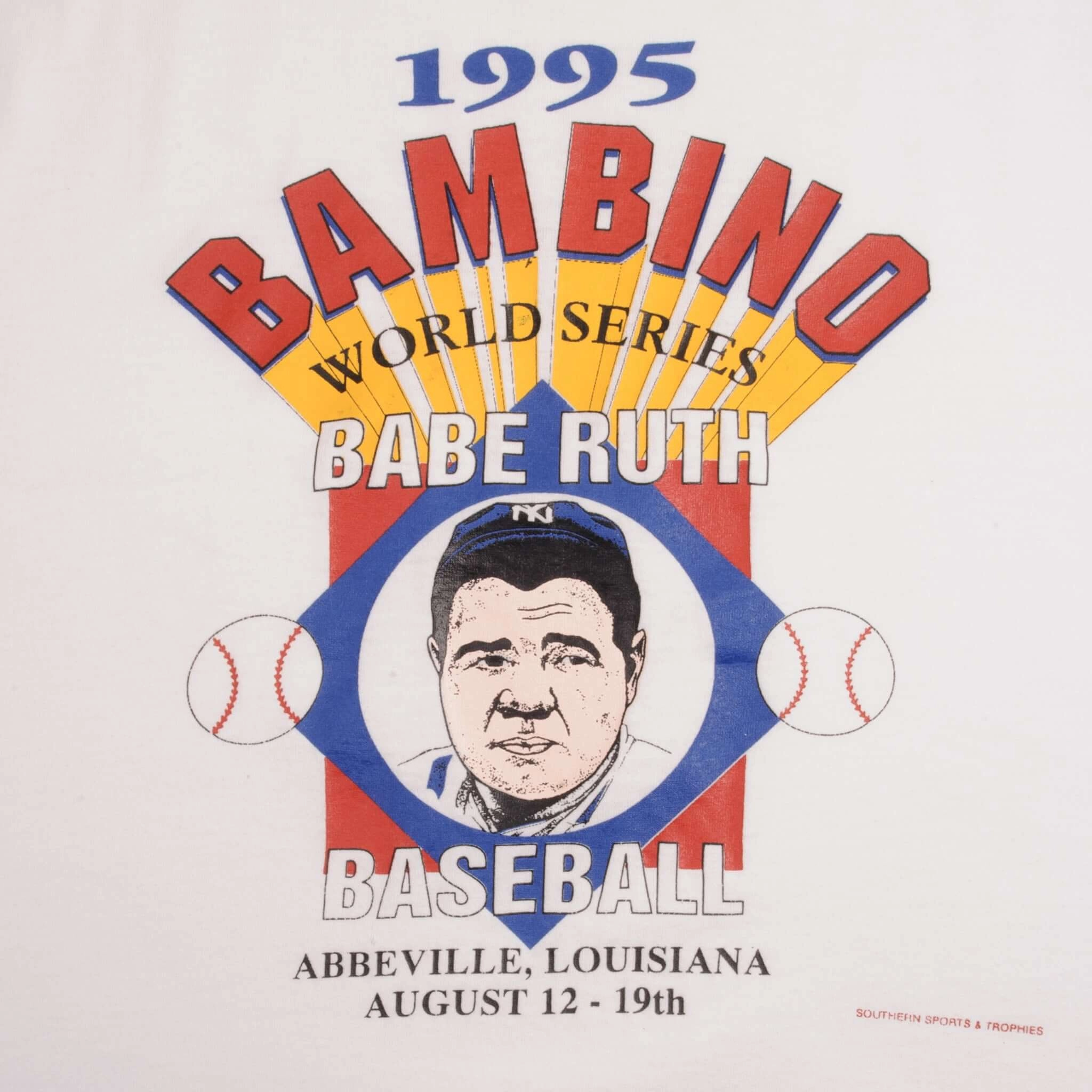 VINTAGE MLB BABE RUTH BAMBINO NY YANKEES 1995 TEE SHIRT SIZE LARGE MADE IN USA