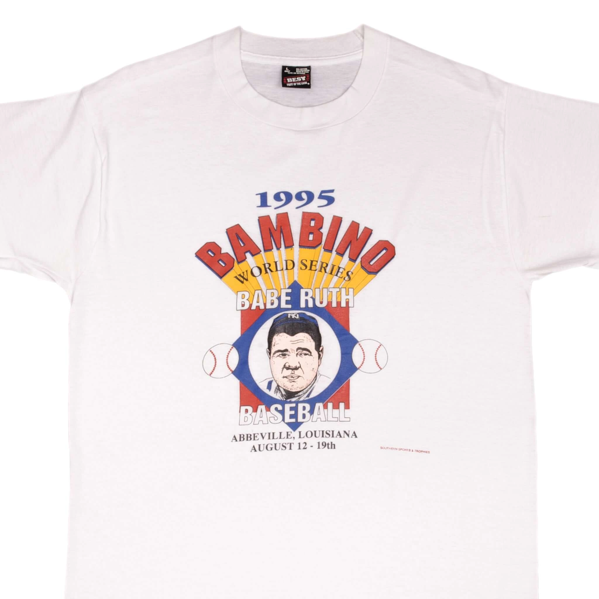 VINTAGE MLB BABE RUTH BAMBINO NY YANKEES 1995 TEE SHIRT SIZE LARGE MADE IN USA
