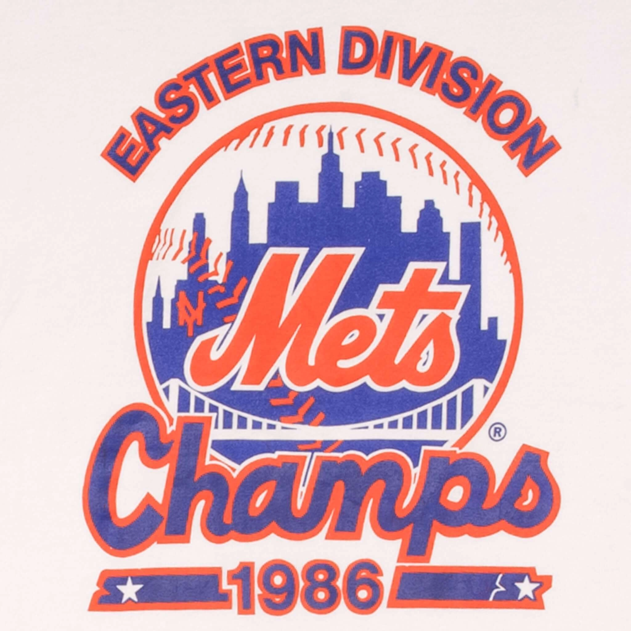 VINTAGE MLB NEW YORK METS CHAMPIONS 1986 TEE SHIRT SIZE MEDIUM MADE IN USA