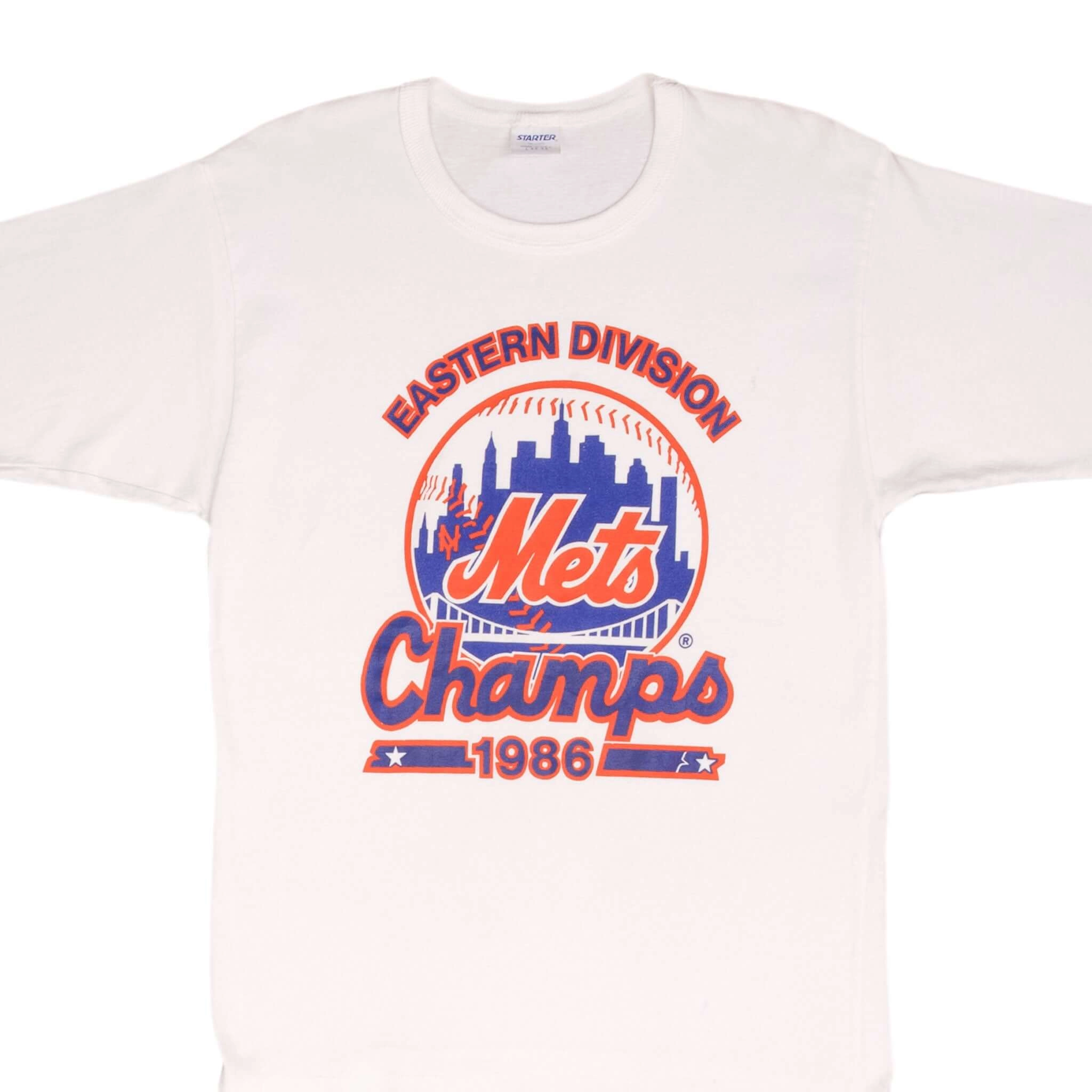 VINTAGE MLB NEW YORK METS CHAMPIONS 1986 TEE SHIRT SIZE MEDIUM MADE IN USA