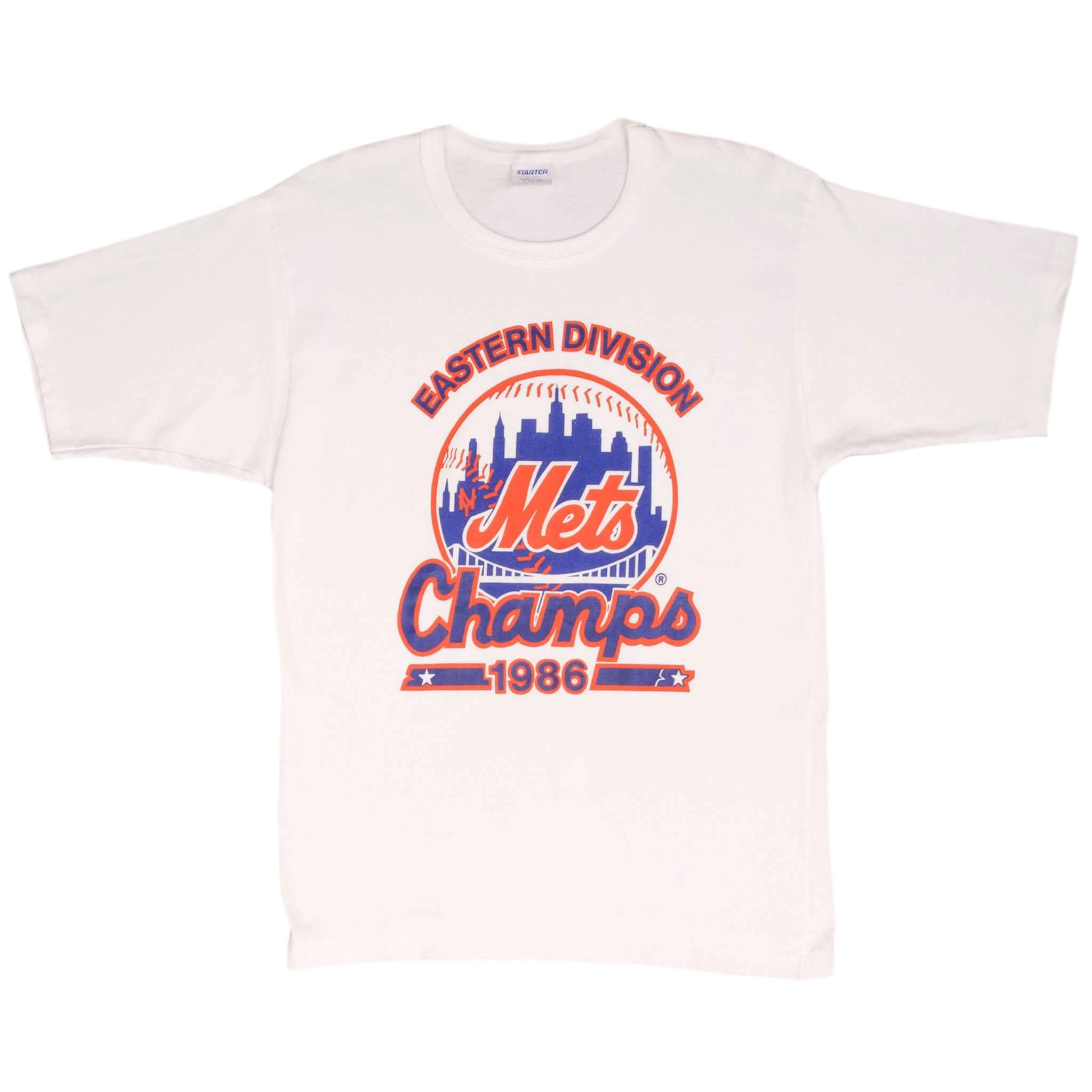 VINTAGE MLB NEW YORK METS CHAMPIONS 1986 TEE SHIRT SIZE MEDIUM MADE IN USA