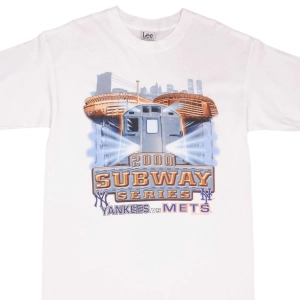 VINTAGE MLB NEW YORK NY YANKEES VS METS SUBWAY SERIES TEE SHIRT 2000 SIZE LARGE