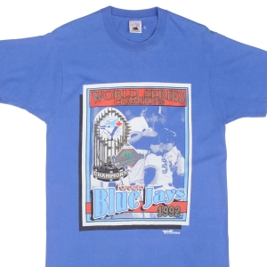 VINTAGE MLB TORONTO BLUE JAYS WORLD CHAMPIONS 1992 TEE SHIRT MEDIUM MADE CANADA