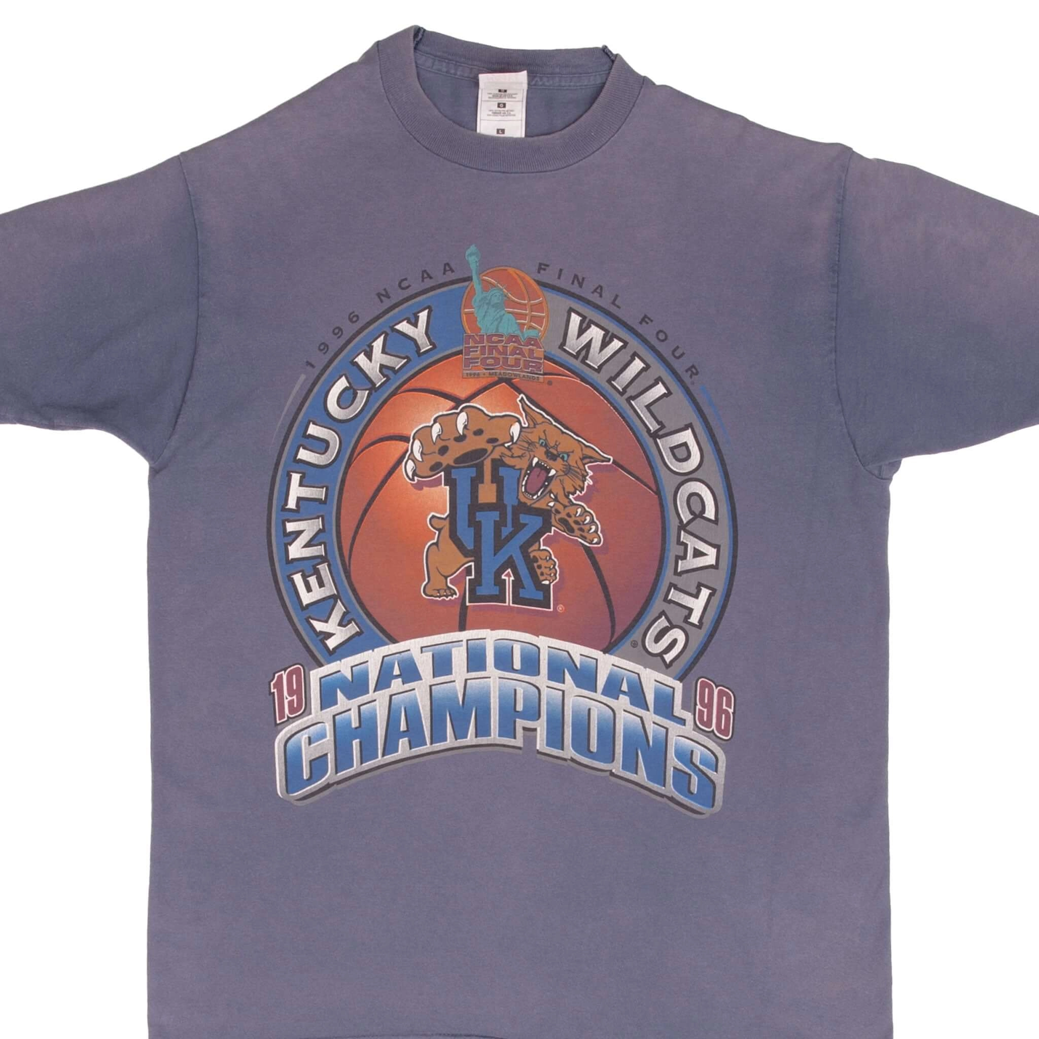 VINTAGE NCAA KENTUCKY WILDCATS BASKETBALL CHAMPIONS 1996 TEE SHIRT LARGE MADE US