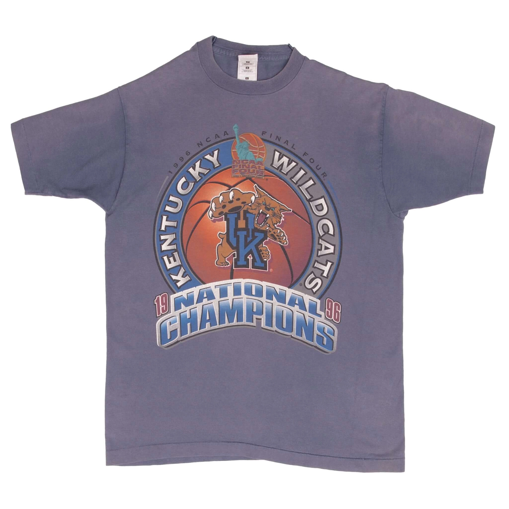 VINTAGE NCAA KENTUCKY WILDCATS BASKETBALL CHAMPIONS 1996 TEE SHIRT LARGE MADE US