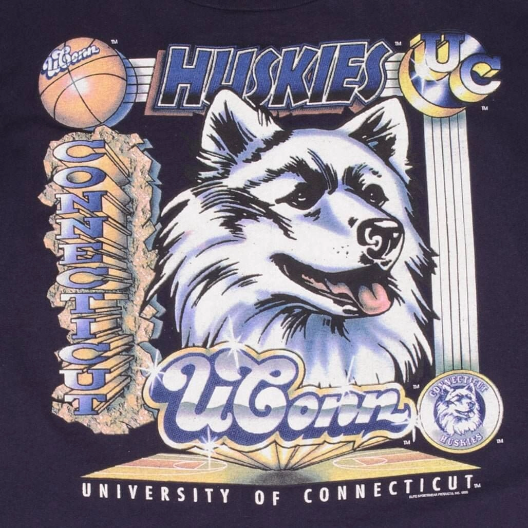 VINTAGE NCAA UCONN HUSKIES BASKETBALL 1995 TEE SHIRT SIZE XL MADE IN USA