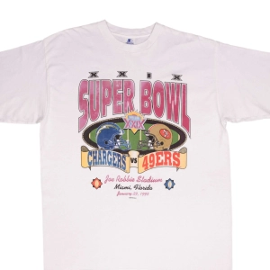 VINTAGE NFL CHARGERS VS 49ERS SUPER BOWL TEE SHIRT 1995 SIZE XL MADE IN USA