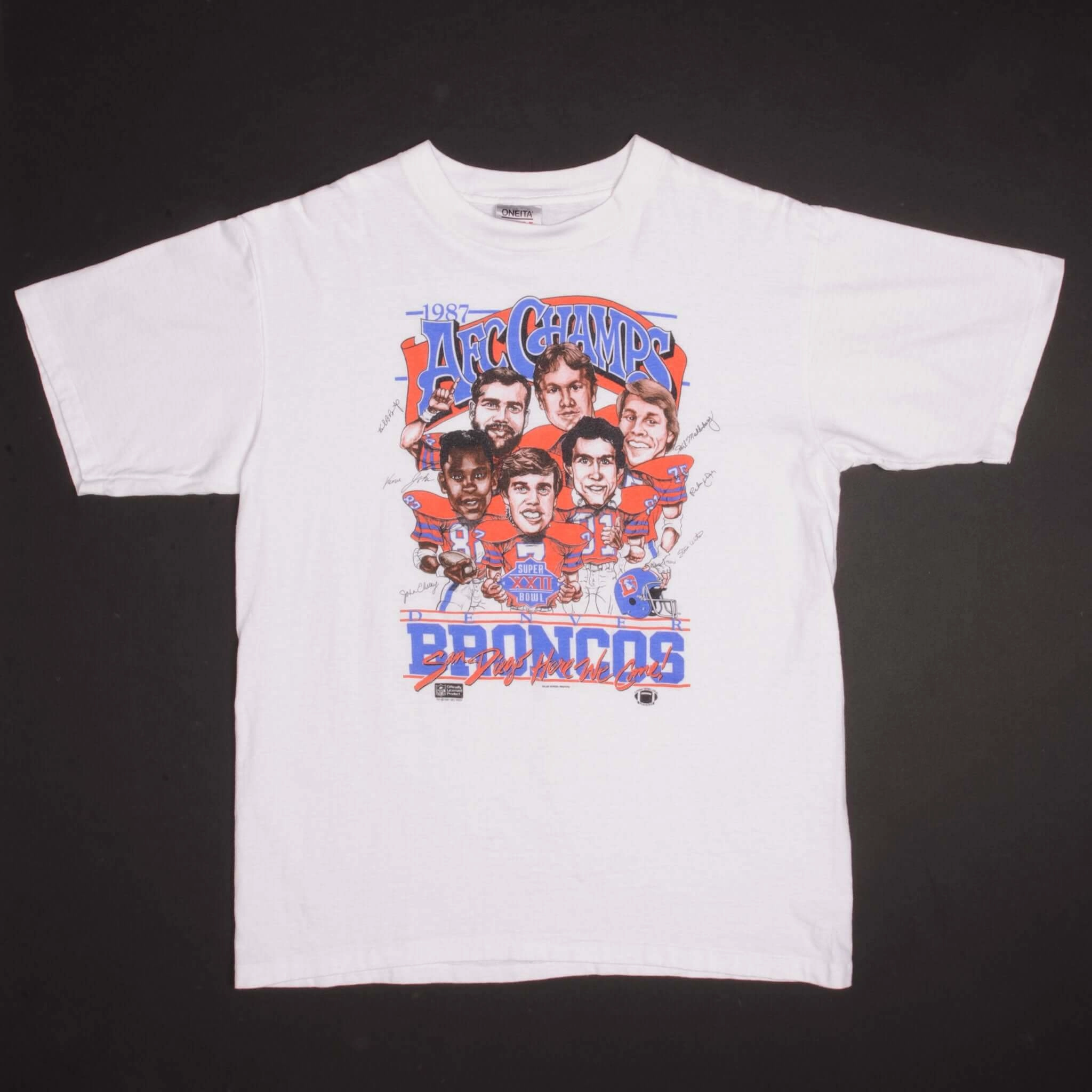 VINTAGE NFL DENVER BRONCOS AFC CHAMPS TEE SHIRT 1987 LARGE MADE USA