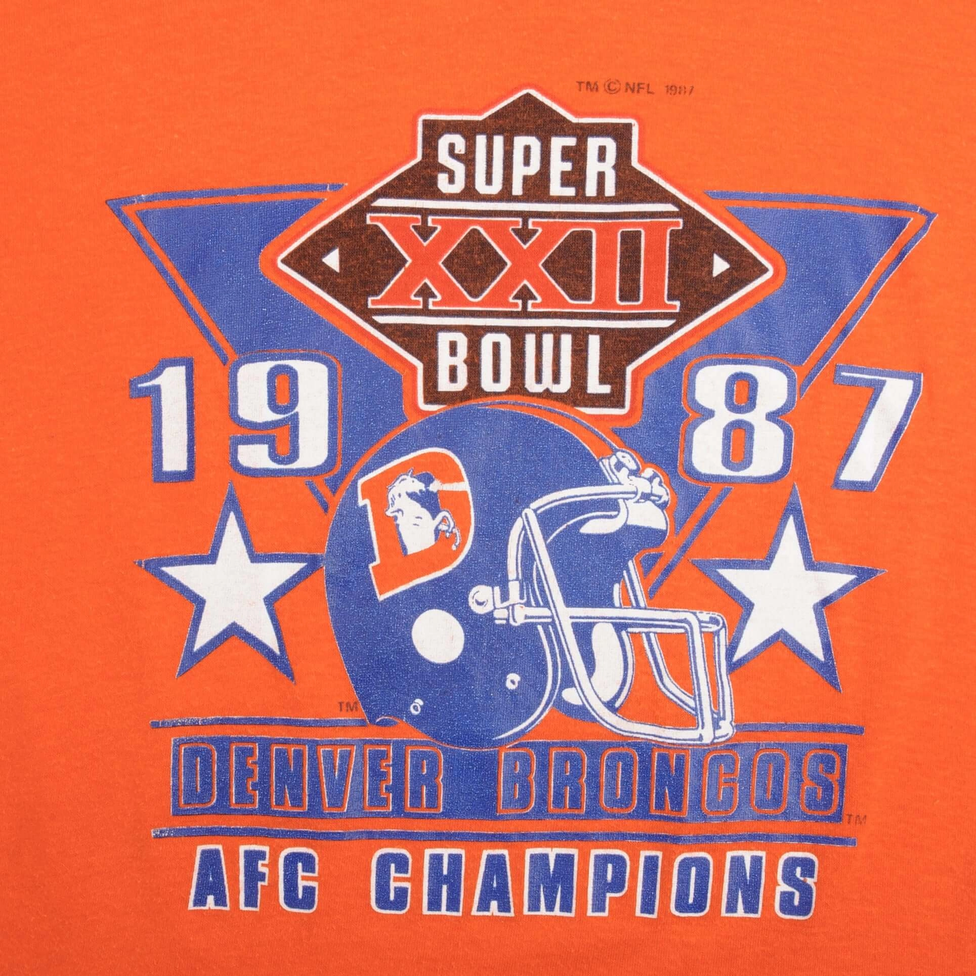 VINTAGE NFL DENVER BRONCOS SUPER BOWL XXII TEE SHIRT 1987 SIZE SMALL MADE IN USA