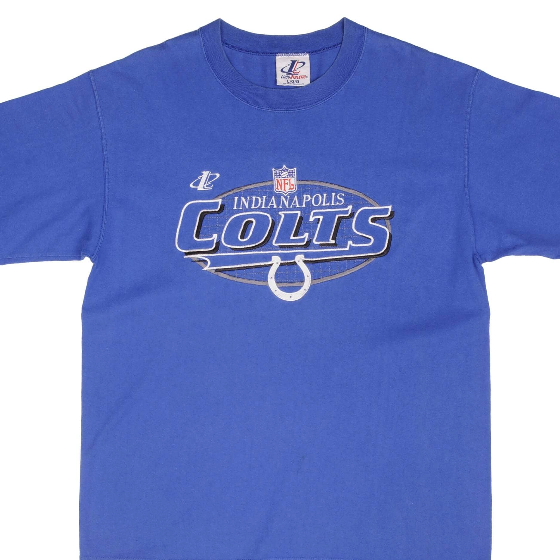 VINTAGE NFL INDIANAPOLIS COTS EMBROIDERED TEE SHIRT 1990S SIZE LARGE MADE IN USA