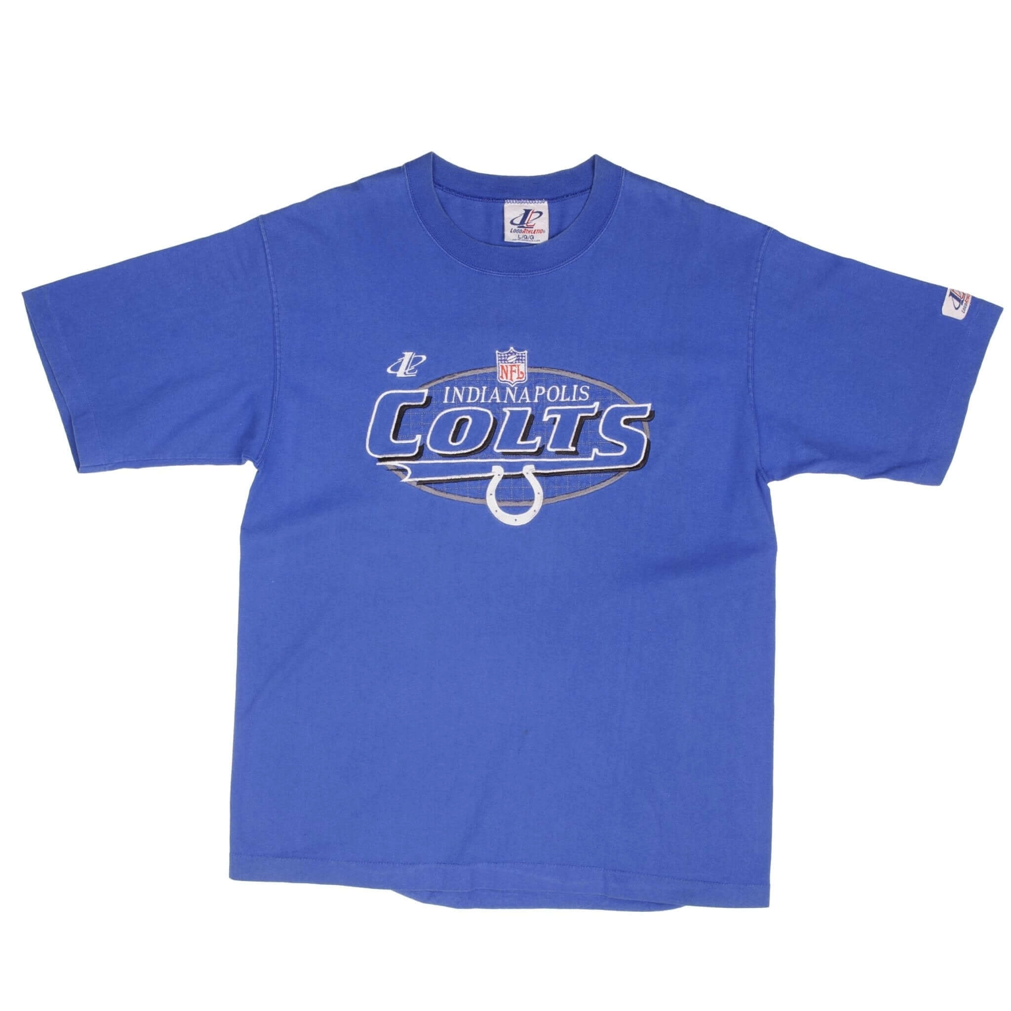 VINTAGE NFL INDIANAPOLIS COTS EMBROIDERED TEE SHIRT 1990S SIZE LARGE MADE IN USA