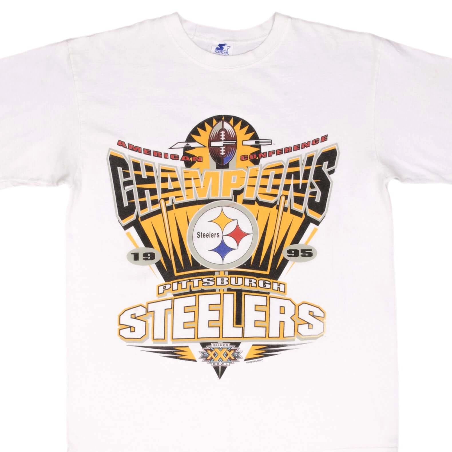 VINTAGE NFL PITTSBURGH STEELERS AFC CHAMPIONS 1995 TEE SHIRT SIZE MEDIUM