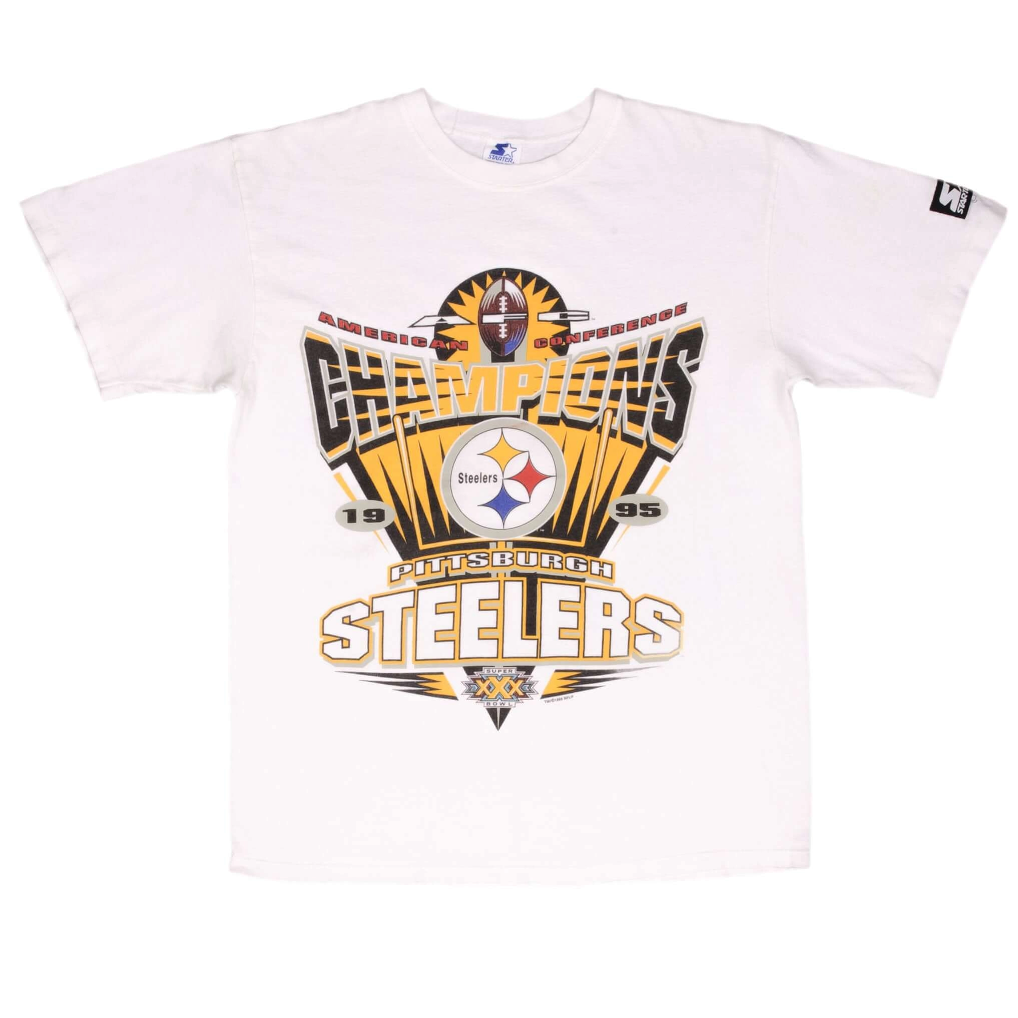 VINTAGE NFL PITTSBURGH STEELERS AFC CHAMPIONS 1995 TEE SHIRT SIZE MEDIUM