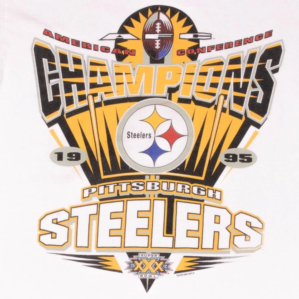 VINTAGE NFL PITTSBURGH STEELERS AFC CHAMPIONS 1995 TEE SHIRT SIZE MEDIUM