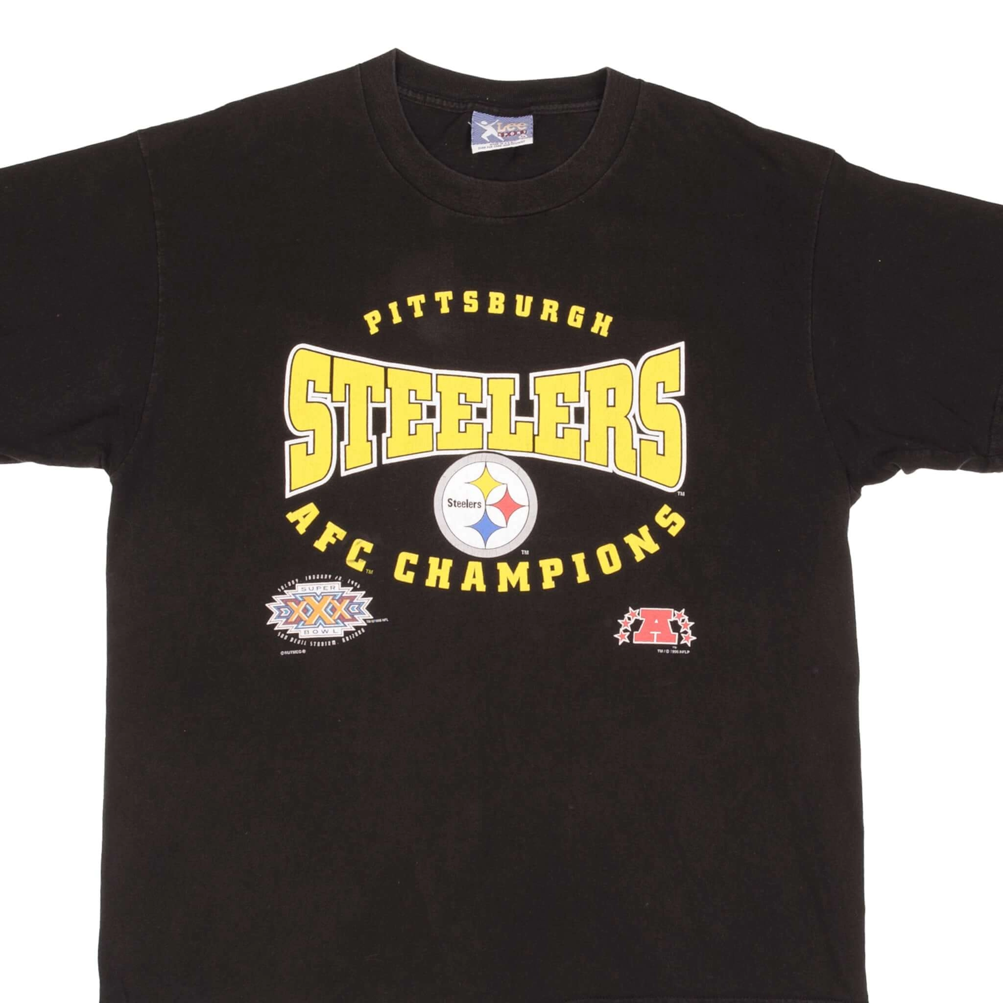 VINTAGE NFL PITTSBURGH STEELERS AFC CHAMPIONS 1995 TEE SHIRT SIZE XL MADE IN USA
