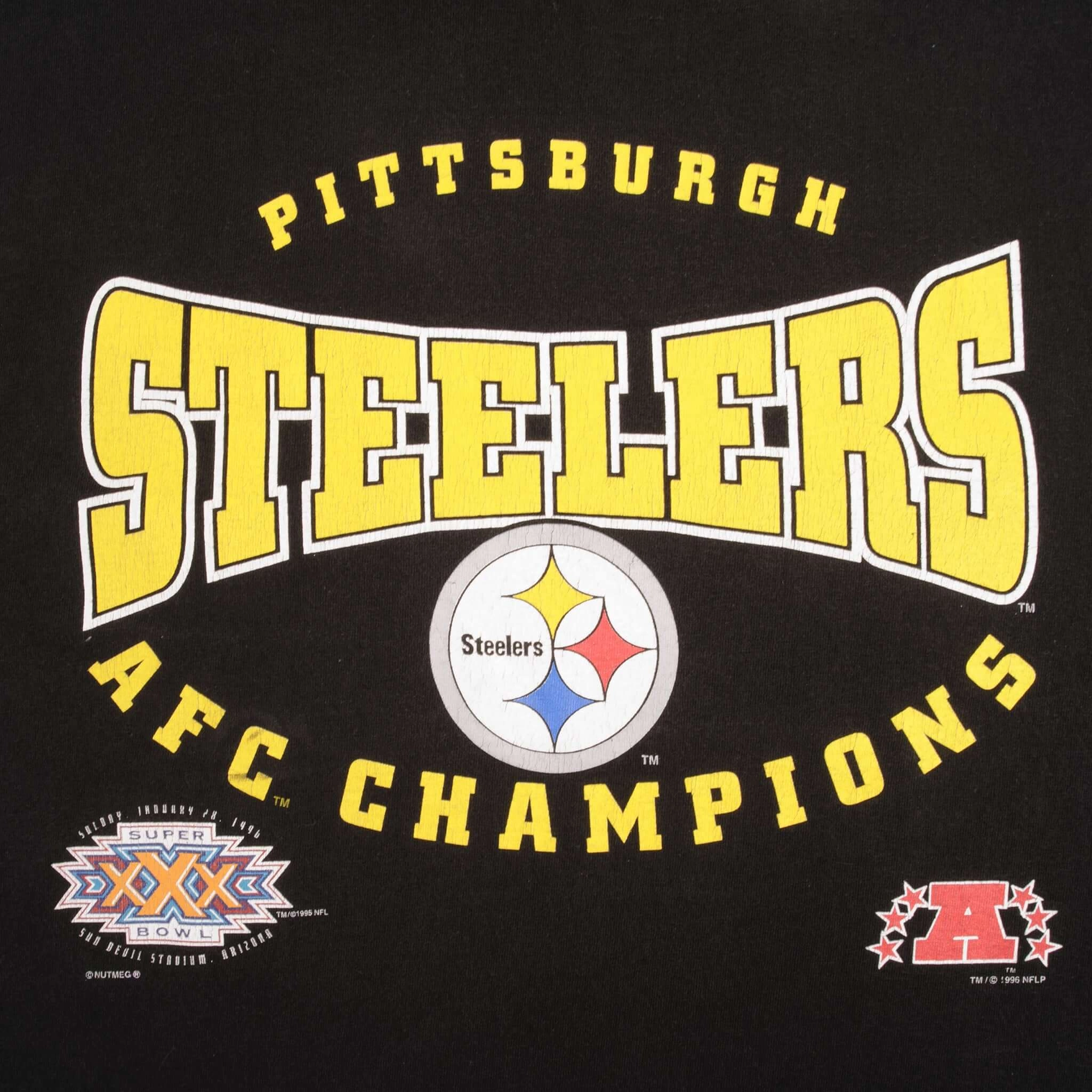 VINTAGE NFL PITTSBURGH STEELERS AFC CHAMPIONS 1995 TEE SHIRT SIZE XL MADE IN USA