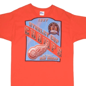 VINTAGE NHL DETROIT RED WINGS STANLEY CUP CHAMPS 1997 TEE SHIRT LARGE MADE USA
