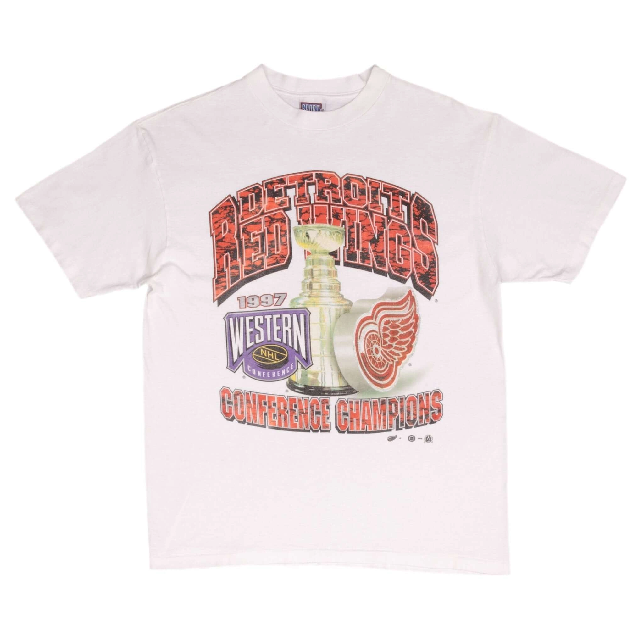 VINTAGE NHL DETROIT RED WINGS WESTERN CHAMPIONS 1997 TEE SHIRT LARGE MADE IN USA
