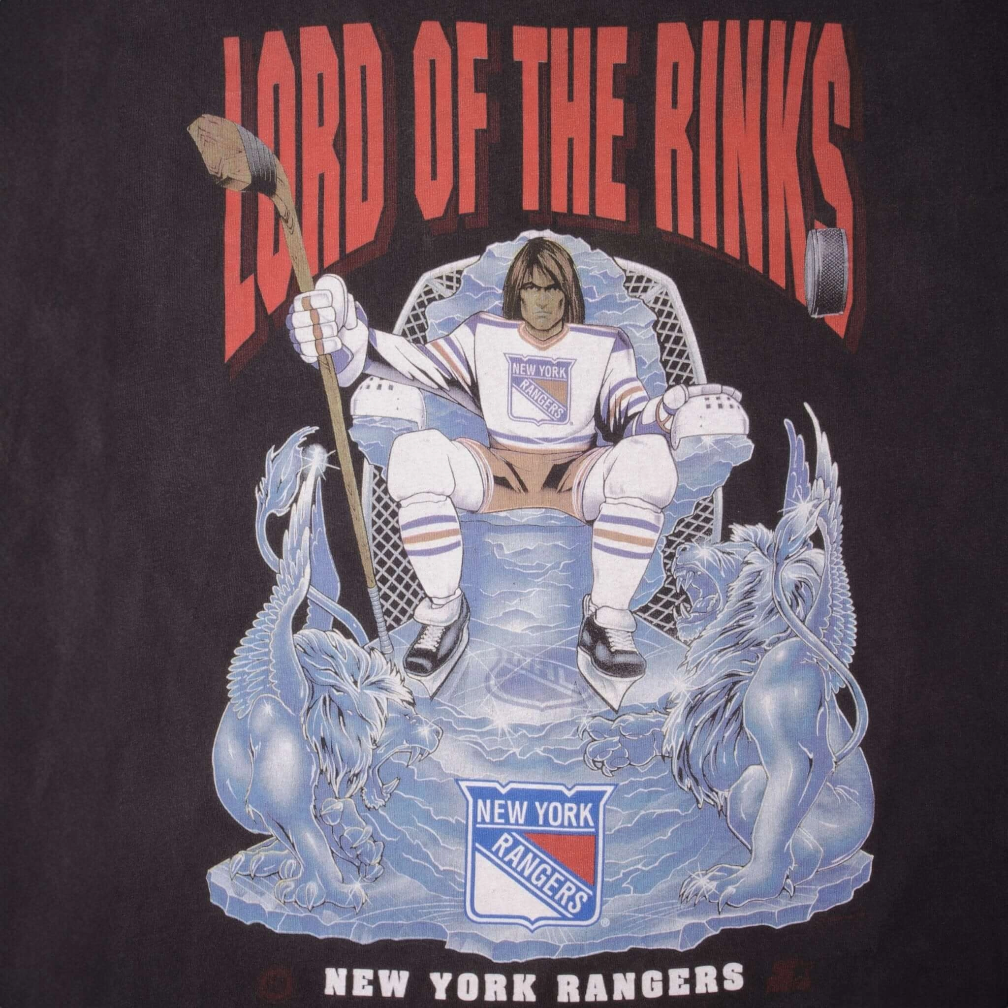 VINTAGE NHL NEW YORK RANGERS LORD OF RINKS 1990S TEE SHIRT 2XL MADE USA