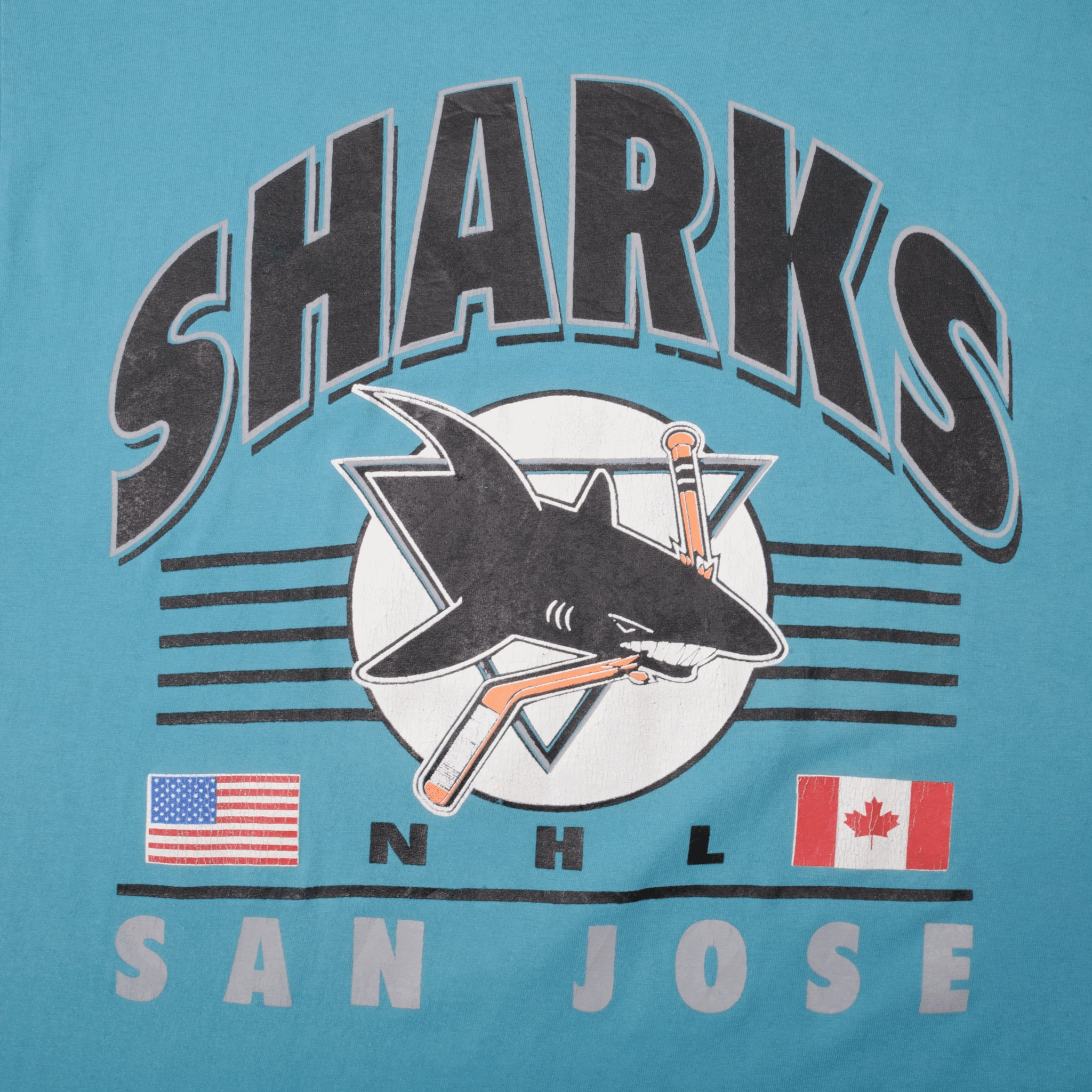 VINTAGE NHL SAN JOSE SHARKS TEE SHIRT 1990S SIZE XL MADE IN USA