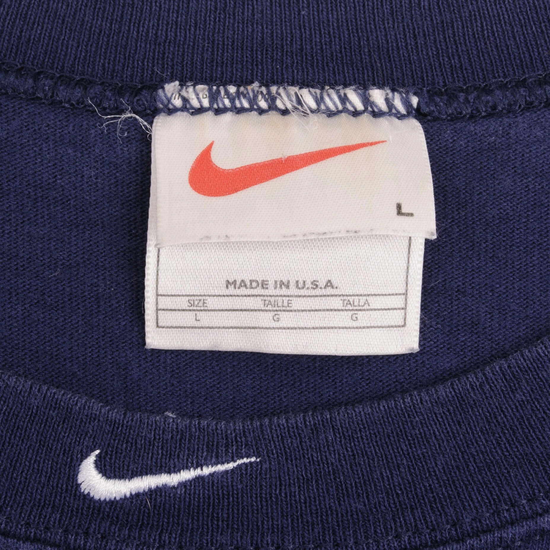 VINTAGE NIKE CENTER SWOOSH NAVY BLUE TANK TOP TEE SHIRT 1990S LARGE MADE IN USA