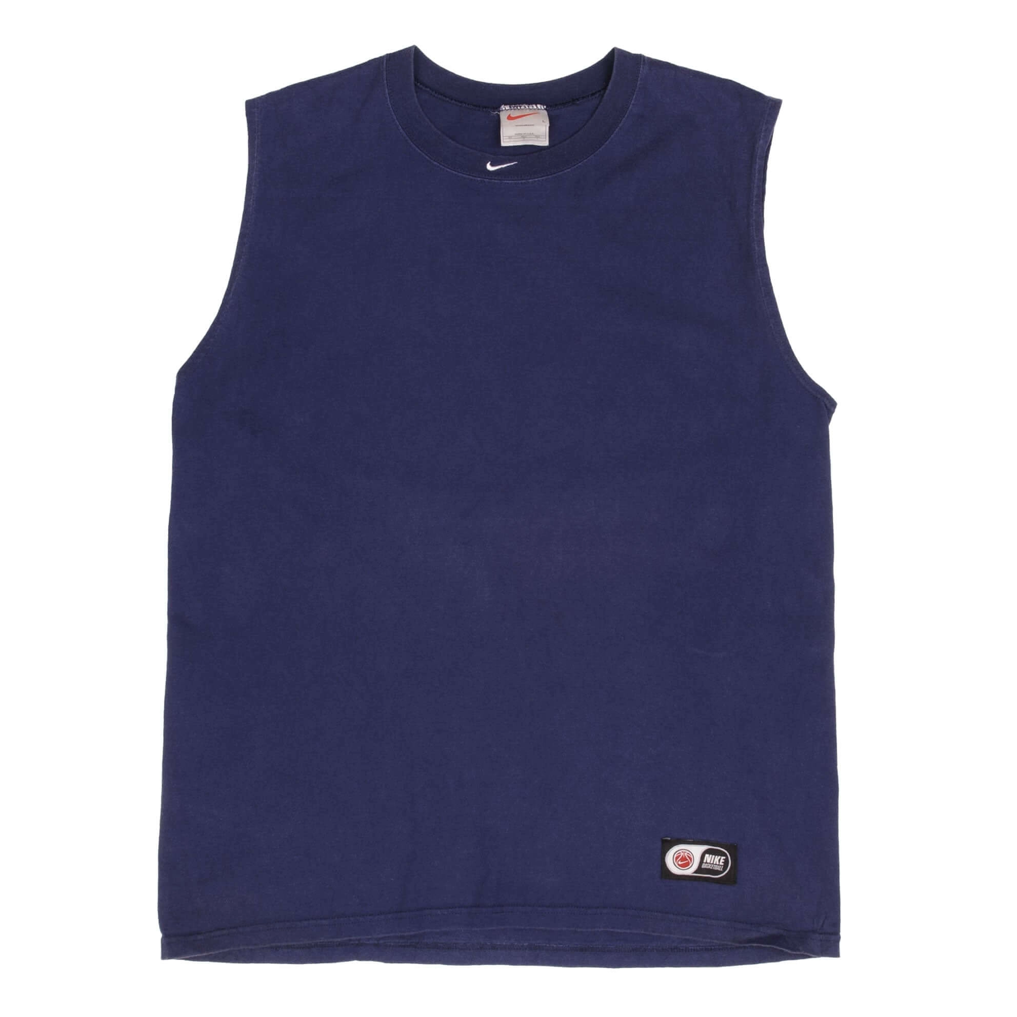 VINTAGE NIKE CENTER SWOOSH NAVY BLUE TANK TOP TEE SHIRT 1990S LARGE MADE IN USA