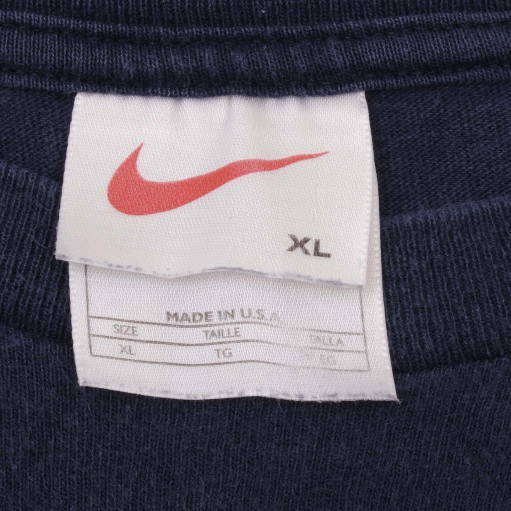 VINTAGE NIKE CLASSIC SWOOSH BLUE TEE SHIRT LATE 1990S XL MADE IN USA