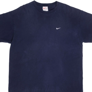 VINTAGE NIKE CLASSIC SWOOSH BLUE TEE SHIRT LATE 1990S XL MADE IN USA
