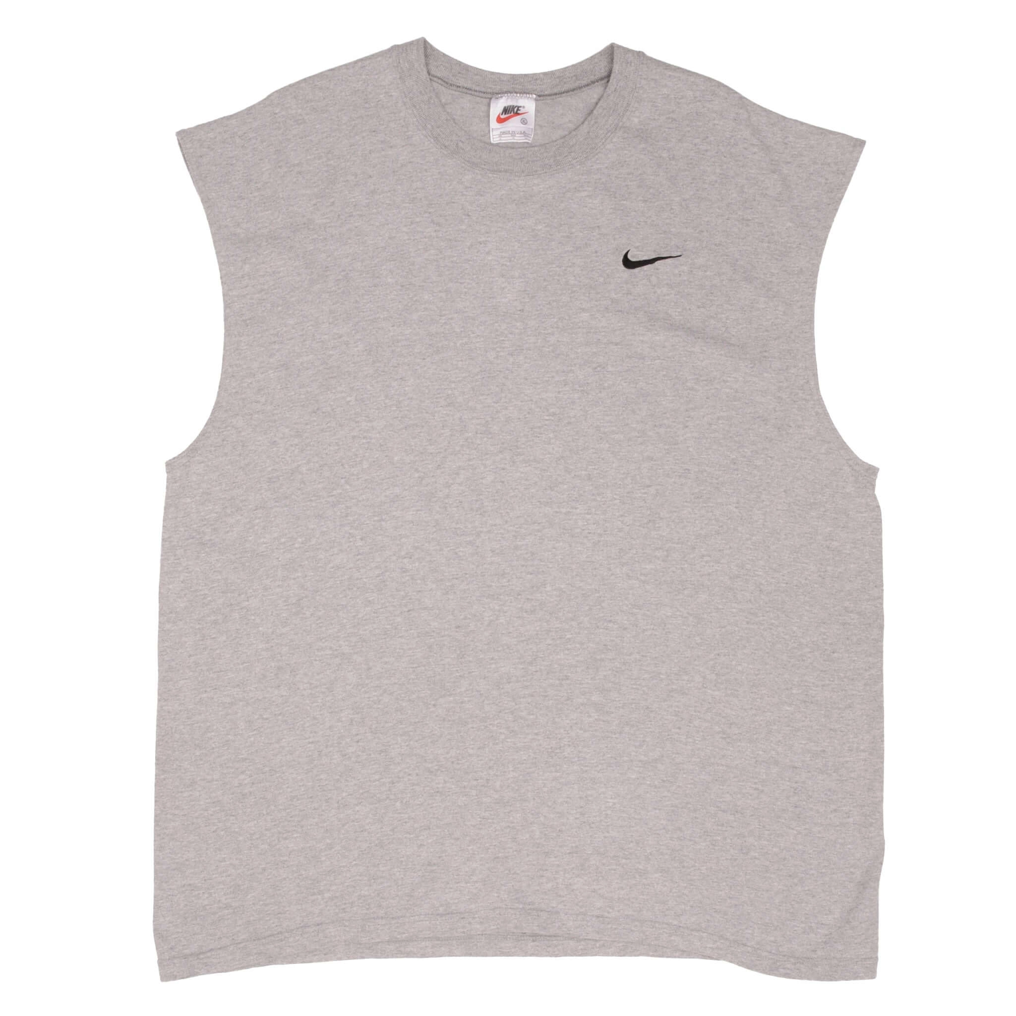 VINTAGE NIKE CLASSIC SWOOSH GRAY TANK TOP TEE SHIRT 1990S SIZE XL MADE IN USA