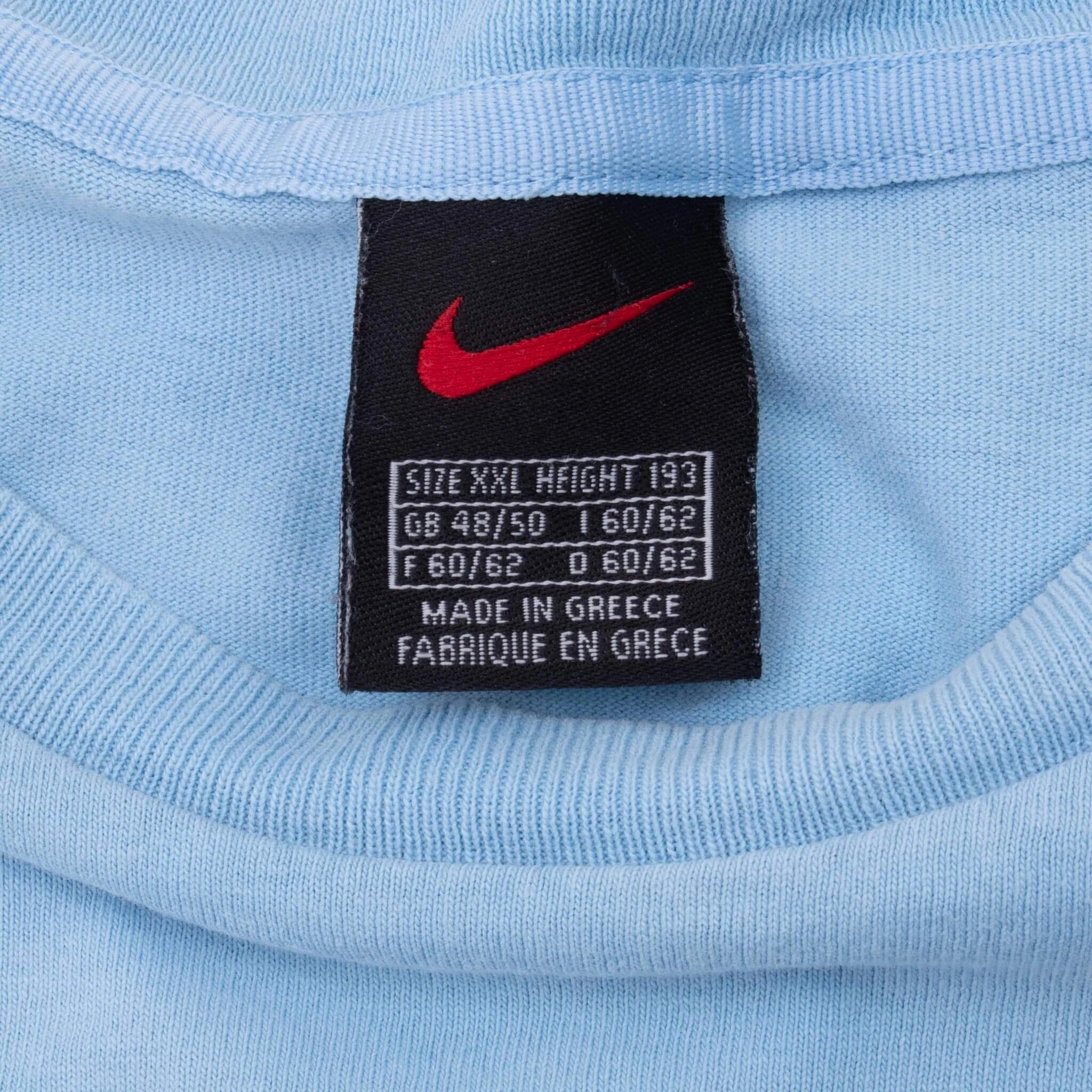 VINTAGE NIKE CLASSIC SWOOSH LIGHT BLUE TEE SHIRT 1990S 2XL