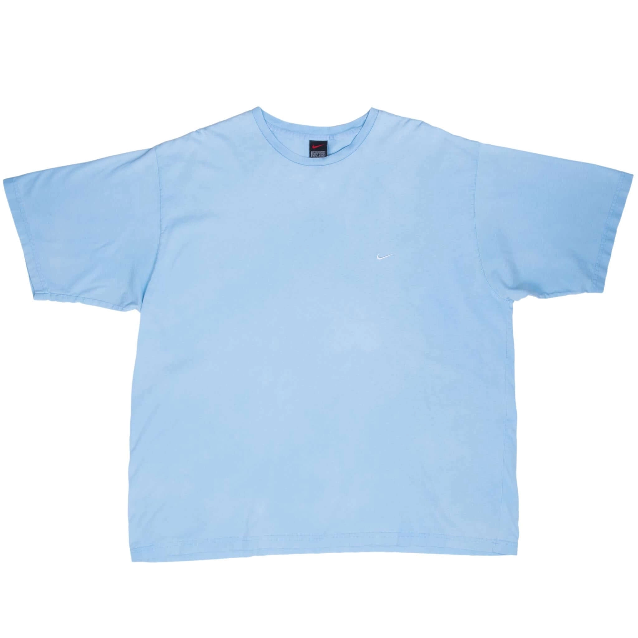 VINTAGE NIKE CLASSIC SWOOSH LIGHT BLUE TEE SHIRT 1990S 2XL