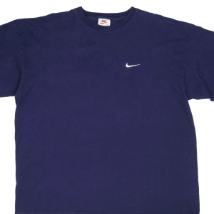 VINTAGE NIKE CLASSIC SWOOSH NAVY BLUE TEE SHIRT 1990S SIZE 2XL MADE IN USA