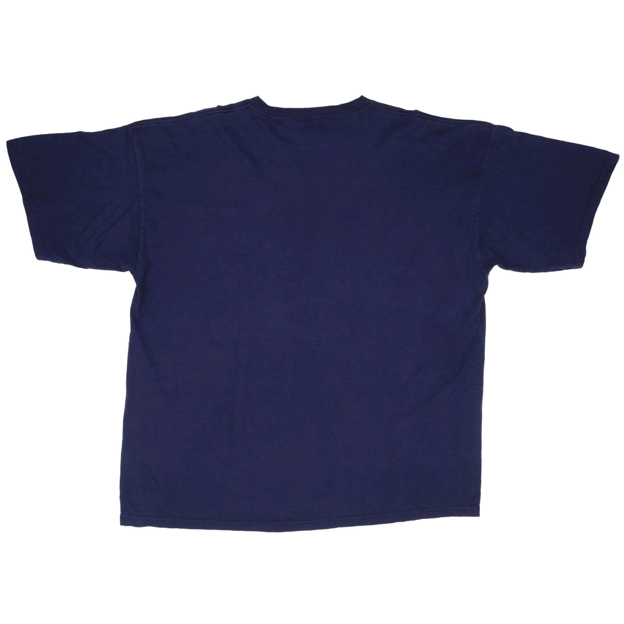 VINTAGE NIKE CLASSIC SWOOSH NAVY BLUE TEE SHIRT 1990S SIZE 2XL MADE IN USA
