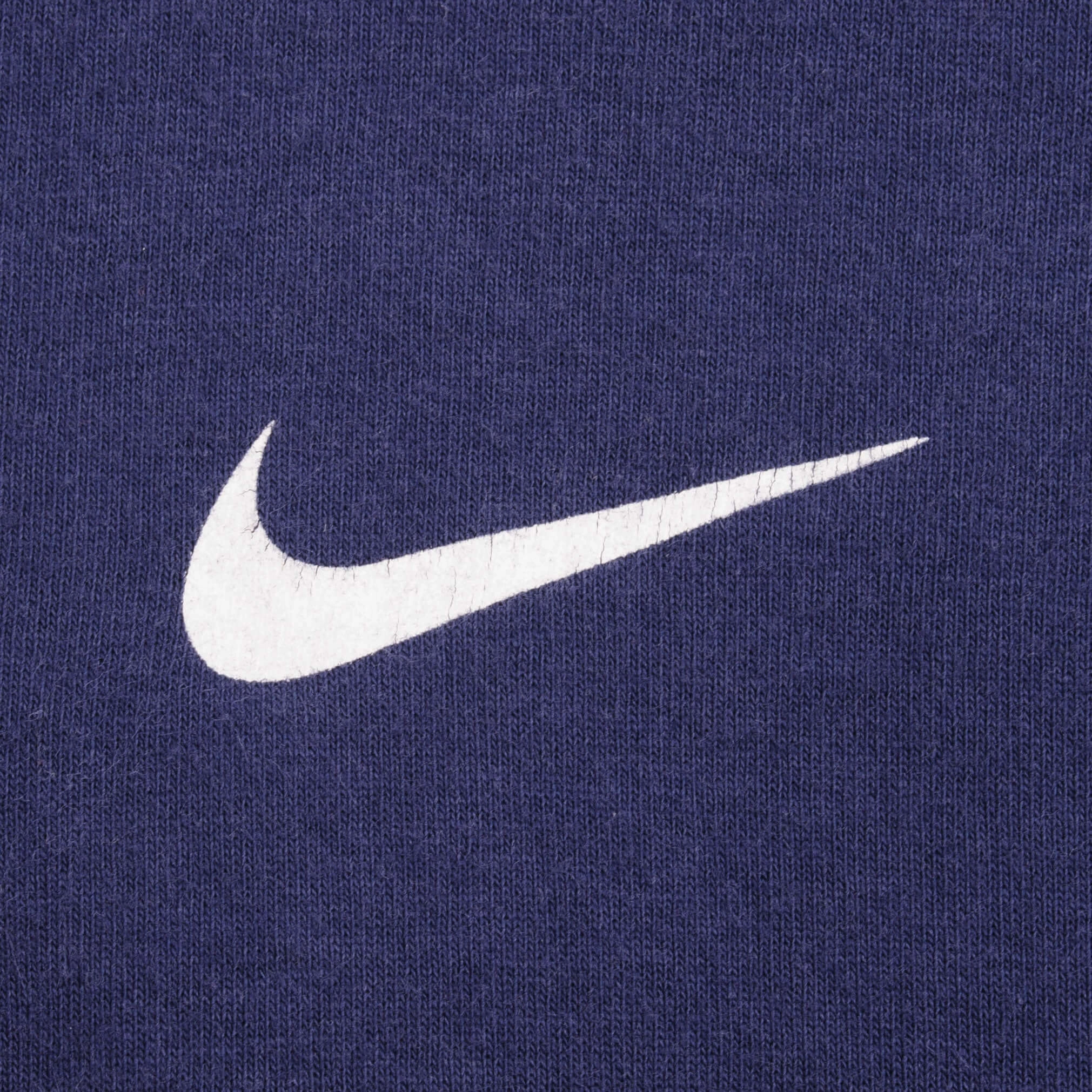 VINTAGE NIKE NAVY CLASSIC SWOOSH BACK PRINT TEE SHIRT 1990S LARGE MADE IN USA