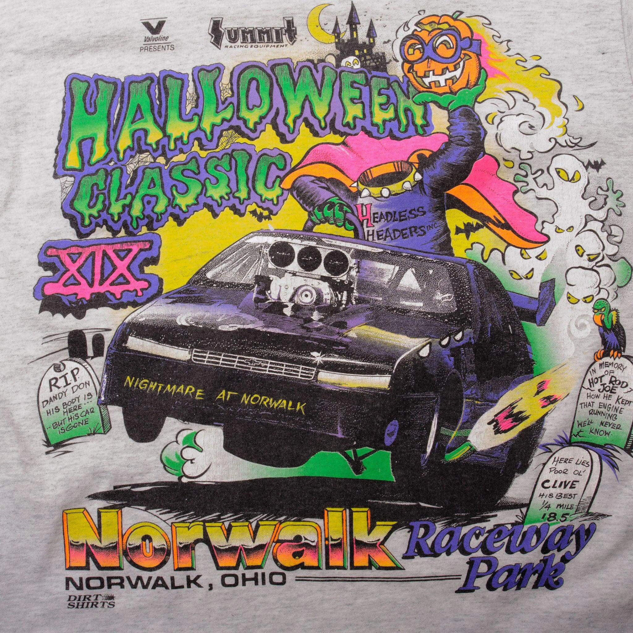 VINTAGE RACING HALLOWEEN NORWALK RACEWAY TEE SHIRT 1980S MEDIUM MADE IN USA